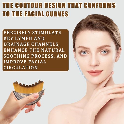 Lymphatic Contour Face Brush, Lymphatic Drainage Massager for Face, Ergonomic Facial Massage Tool for De-Puffing, Skin Firming & Enhanced Skincare Absorption