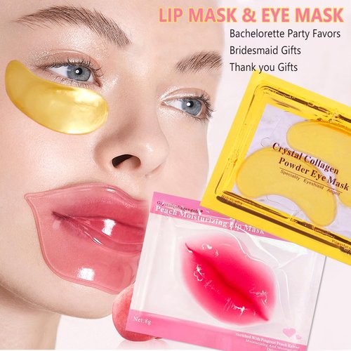 Miniling 30 Pairs Eye Masks & Lip Masks, Under Eye Patches for Dark Circles, Lip Mask Skincare, Galentines Gifts, Bridesmaid Gifts, Bulk Gifts, Bachelorette Party Accessories