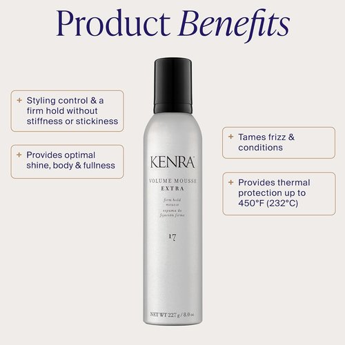Kenra Volume Mousse Extra 17 - Firm Hold Mousse for All Hair Types | Non-Drying & Lightweight | 8 oz