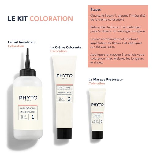 PHYTO Phytocolor Permanent Hair Color - 100% Grey Coverage, Ammonia-Free | 0.42 oz Botanical Formula