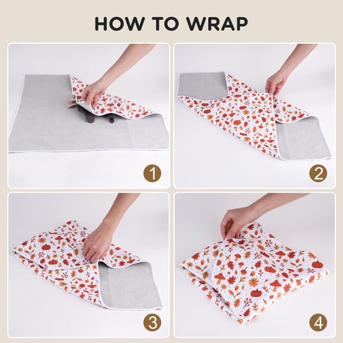Selalu Foldable Magic Cloth Makeup Bag for Women, Portable Travel Cosmetic Organizer Mat Pouch, Self-Adhesive Quick Pack Makeup Wrap, Floral Pattern, 21.6”x21.6” Large Size