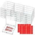 CloudTrip 15 Pcs Large (8 x 8cm) Press On Nail Packaging Storage Box and 60pcs Adhesive Tabs - Acrylic Organizer Case for Artificial Nail Business Supplies (Clear 15 Pack)