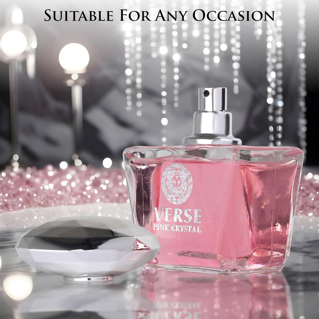 Verse Pink Crystal Eau De Parfum for Women - Floral & Fruity Scent with Pomegranate & Yuzu - 100ml Elegant Bottle