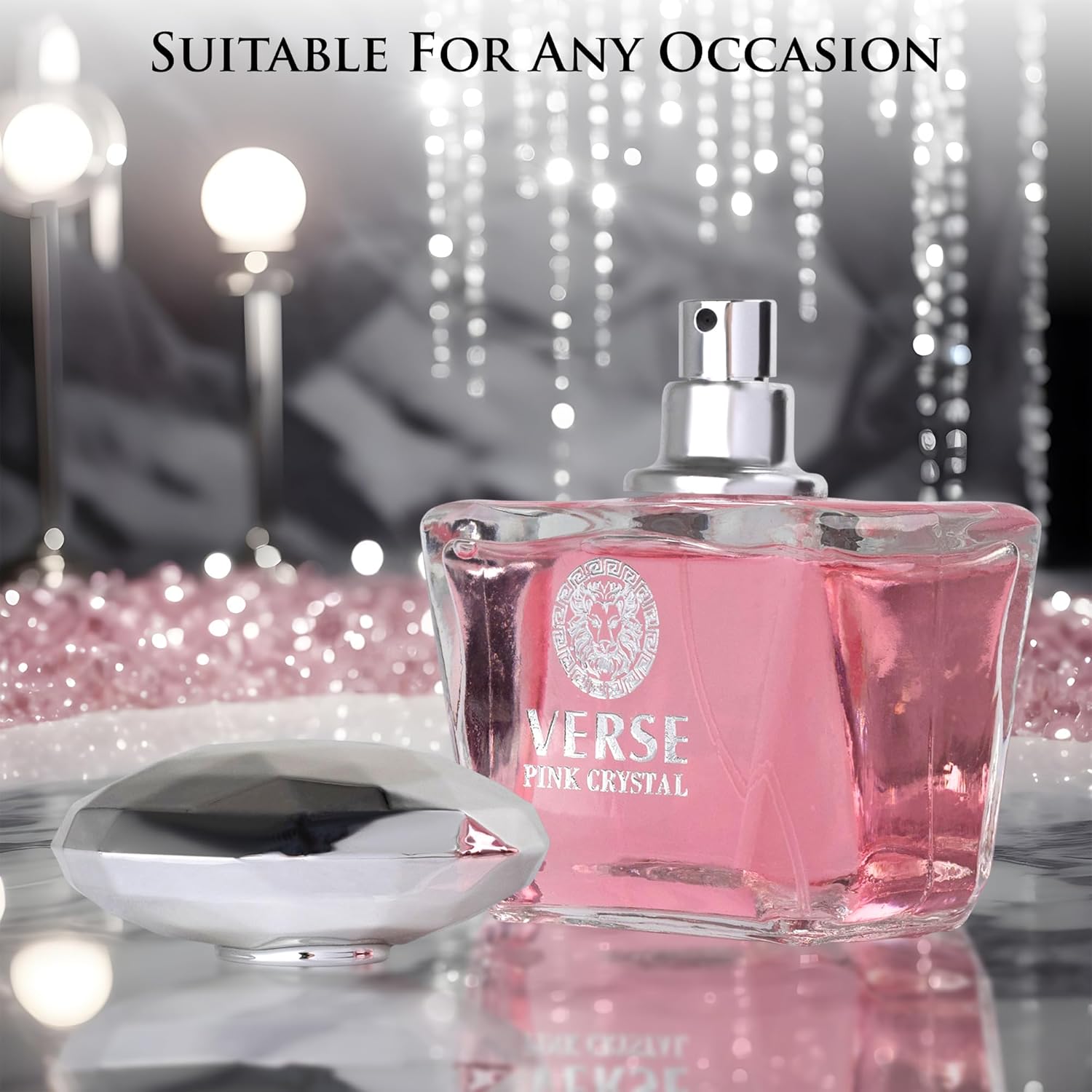 Verse Pink Crystal Eau De Parfum for Women - Floral & Fruity Scent with Pomegranate & Yuzu - 100ml Elegant Bottle