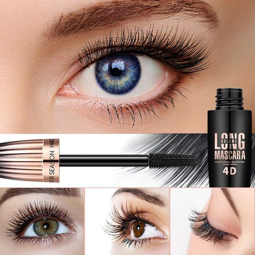 Skiennix 4D Silk Fiber Lash Mascara - Waterproof Black Volume & Length | Smudge-Proof, No Clumping, 2 Pack
