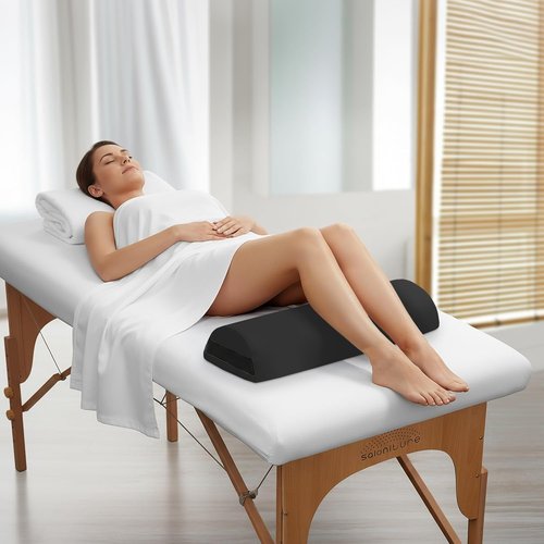 Saloniture Jumbo Half Round Massage Table Bolster - Under-Knee Pillow Pad, 26 x 9 x 4.5 Inch, Black