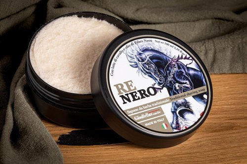 The Goodfellas' Smile,NERO (Patchouly & Cedarwood) Luxury Italian Shaving Soap With Blackcurrant Oil & Mare's Milk, Formulated for Use with A Shaving Brush, Made in Italy,