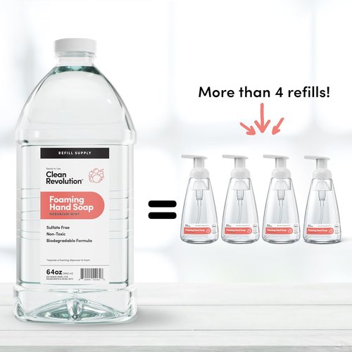 Clean Revolution Foaming Hand Soap - Gentle & Moisturizing with Real Essential Oils | Geranium Mint, 64 Fl Oz
