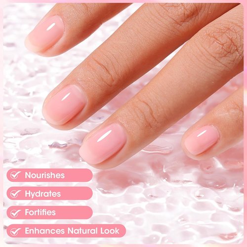GELLEN PRO BIO Nail Strengthener & Growth Treatment - 5-In-1 Clear Tinted Pink Polish for Damaged Nails