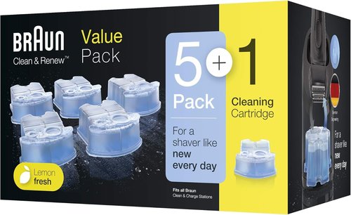Braun Syncro Shaver Refills - Clean & Renew 6 Pack for Optimal Shaving Performance