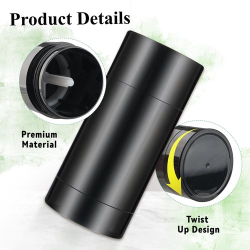 Mirrline 12 Pcs 30g/1oz Black Deodorant Containers Refillable Bottom Refilling Round Stick Plastic Twist Up Deodorant Bottles for DIY Chapstick Lip Balm Crayon
