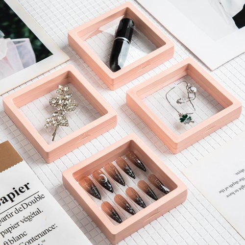 Noverlife 10PCS Press On Nail Packaging Boxes, Premium Clear Floating Display Nail Storage Box, PE Film Nail Packaging Cases for Press on Nail Display False Nails Tips Nail Salon Jewelry Earrings