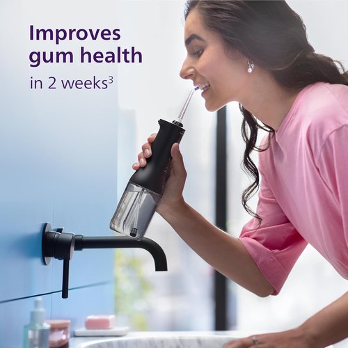 Philips Sonicare Cordless Power Flosser 3000 - Innovative Water Flosser with Quad Stream Technology, Black, HX3826/23