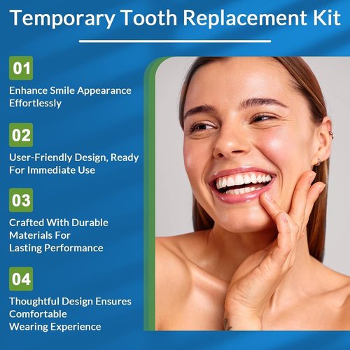 Veneers Teeth for Women-Temporary Tooth Repair Kit Natural Shade -Moldable Thermal Beads Replacement Kit for Replace Missing or Broken Tooth Filling the Gap-6PCS
