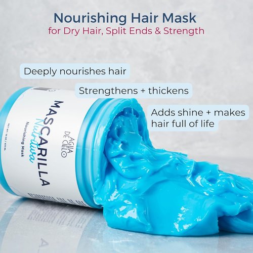 Agua de Cielo Nourishing Hair Mask - Deeply Hydrates & Strengthens Dry Hair with Argan Oil - 16 Oz