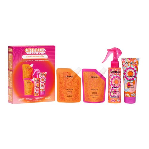 Amika Nourishment-ality Nourishing Routine Set - Gift Set for Soft Hair, TSA Travel Approved
