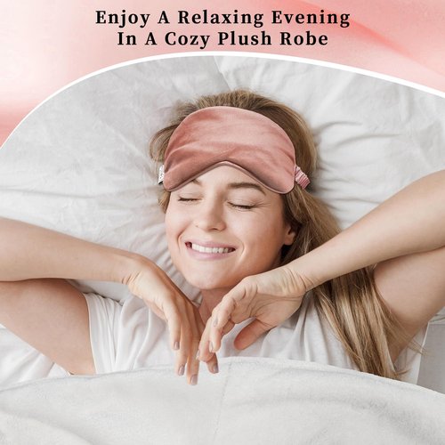 My Novel Things Birthday Gifts For Women, Bathrobe Set With Silky Satin Sleep Mask, Spa Robe and Slippers set, Scented Candle Self Care 7 Pack Set Suitable For Christmas Thanksgiven Day Red