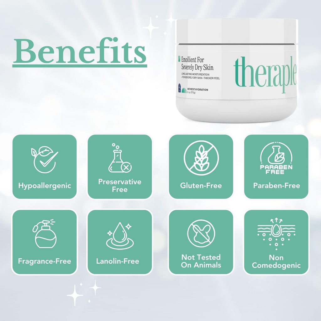 THERAPLEX Emollient Cream for Dry Skin - Fragrance-Free, Noncomedogenic, Dermatologist Recommended | 6 Oz Heavy Hydration
