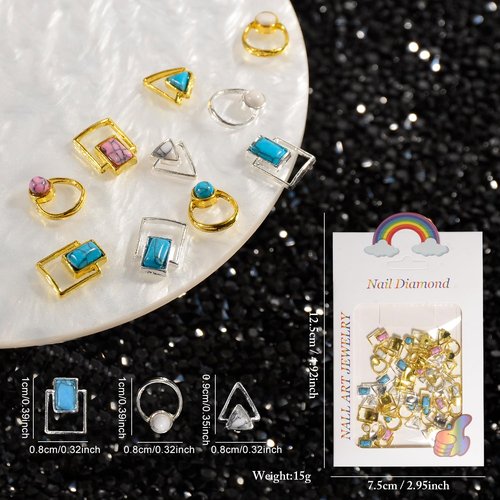 BAIYIYI 3D Nail Art Studs - Marble & Gold Alloy Nail Charms, Stones & Jewelry Decorations for DIY Manicure