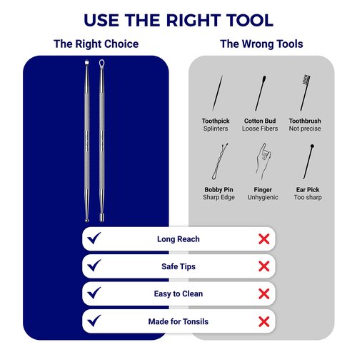 Oravix Tonsil Stone Remover Tool Pack of 2, Metal Tonsil Stone Removal Tool, 7’’ Surgical-Grade Stainless Steel Metal Pick with 10 Soft Silicone Tips, Fight Bad Breath, Safe & Easy