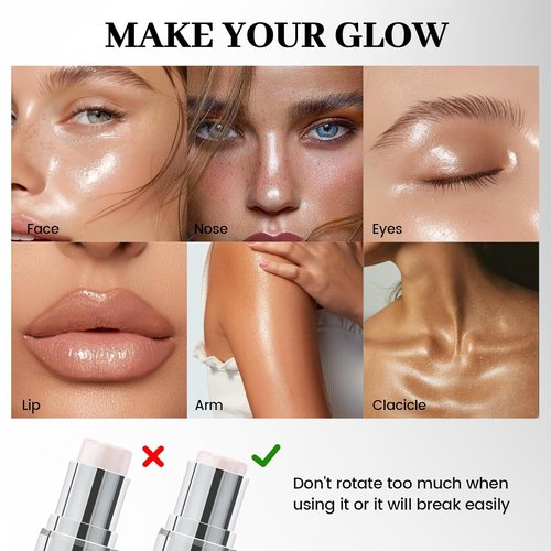 HOSAILY Pearl White Highlighter Stick - Multi-Use Waterproof Balm for Dewy Glass Skin Glow