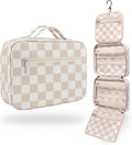 VANDEL Waterproof Hanging Toiletry Bag - TSA-Approved Makeup Organizer for Travel | Neutral Checker Design