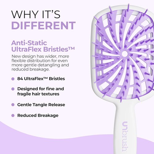 FHI Heat UNbrush Plus - Curly Hair Detangler Brush for Gentle Wet/Dry Use | 84 UltraFlex Bristles, Lightweight Design