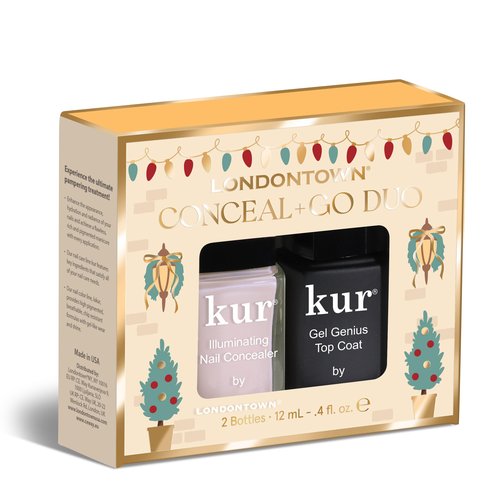 LONDONTOWN kur Pink Nail Conceal & Go Duo Set, Includes Pink Nail Illuminating Concealer & Gel Genius Top Coat, 2 Piece Set, 0.4 Fl Oz