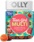 OLLY Teen Girl Multi Gummy - Chewable Multivitamin for Healthy Skin & Immune Support | Strawberry Melon Flavor, 100 Count