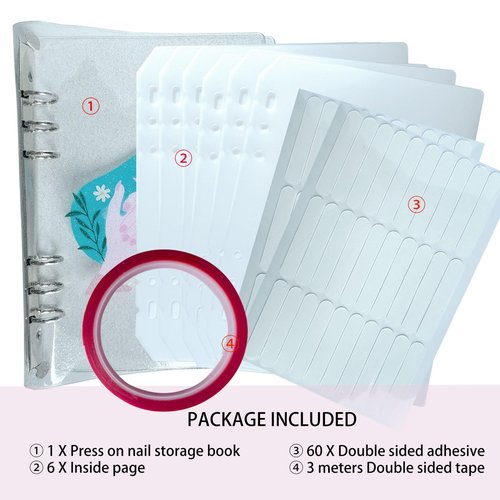 Press On Nail Organizer,10 PCS,A5 Glitter PVC Cover Binder,Press On Nail Packaging for Fake Nail Storage Nail Display Nail Salon Press On Nail Supplies Organizer with Nail Tape(A5(9.37 * 6.89 * 1inch)