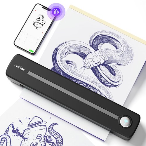 PeriPage Tattoo Stencil Printer, P91 Tattoo Printer Machine, Wireless Thermal Tatoo Printers with Paper, Stencil Machine for Tattooing Compatible with Phone, Tablet, PC