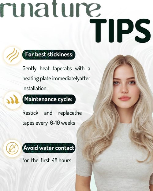RUNATURE Blonde Tape in Hair Extensions Human Hair 16 Inch Tape ins Human Hair Extensions Ash Brown with Platinum Blonde Tape in Extensions Human Hair 50g 20pcs