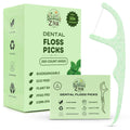 Ziva Eco Biodegradable Mint Dental Floss Picks – 200 Count (4 Packs of 50) | PFAS‑Free | Shred‑Resistant Mint Thread | Unbreakable Corn‑Starch Handle | for Tight Teeth & Daily Oral Care