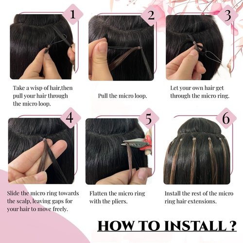 Kpvxxve Micro Ring Hair Extensions Human Hair Micro Loop Human Hair Extensions 1g/Strand 50g Natural Hair Micro Bead Hair Extension (#8/613 Ash Brown Mix Bleach Blonde, 16inch)