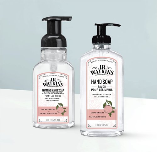 J.R. Watkins Foaming Hand Soap with Pump Dispenser, Moisturizing Foam Hand Wash, Alcohol-Free and Cruelty-Free, Pamplemousse/Grapefruit, 9 fl oz, 3 Pack