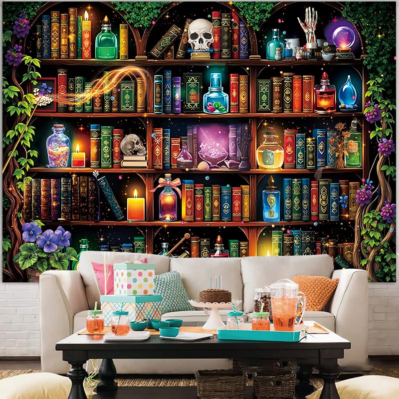 Halloween Scientist Laboratory Backdrop 10x8FT Witch Bookshelf Magic Poison Skull Photography Scene - Kids & Adults