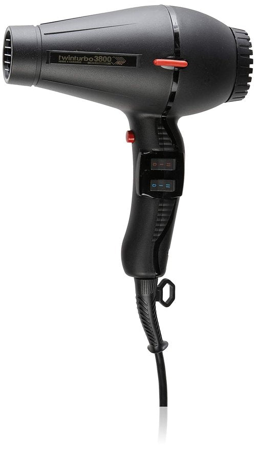 Pibbs Twin Turbo 3800 Ionic & Ceramic Hair Dryer - Fast Drying, Sleek Black Finish