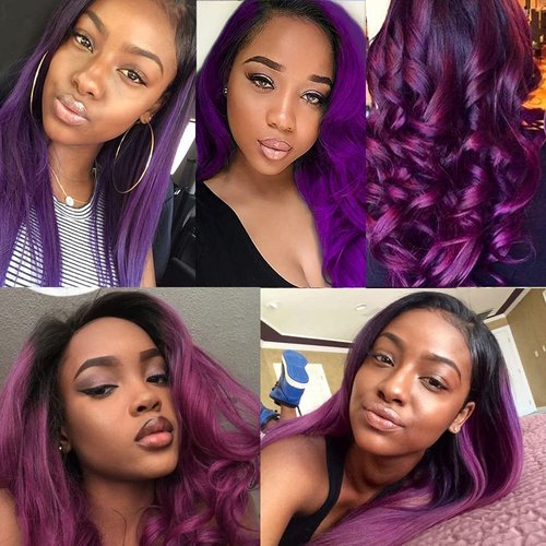 Purple Human Hair Bundles 24 26 28 Inch Body Wave Omber Purple Bundle Human Hair Bundles 12A Unprocessed Brazilian Virgin Hair Quick Weave for Black Women