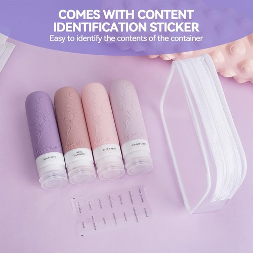PanLuoNais Silicone Travel Bottles for Toiletries, TSA Approved Leak-Proof Toiletry Containers for Airplane & Vacation