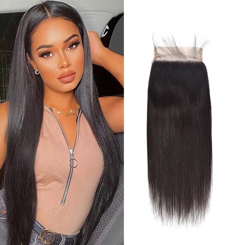 6x6 Hd Lace Closure Straight Free Part Unprocessed Virgin Brazilian Human Hair Lace Pieces With Baby Hair Bleached Knots Wet And Wavy Sew In Hair Extensions Natural Color 14 Inch
