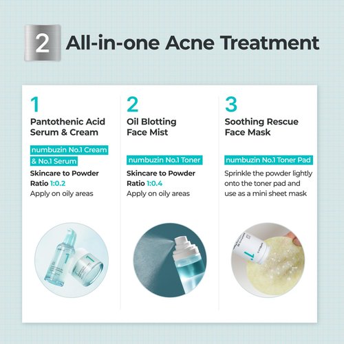 numbuzin No.1 Powder | Pantothenic B5 Active Drying Powder | Spot Treatment Acne, Pantothenic Acid, Niacinamide, Madecassoside | Excess Oil Control, Flattens Cystic Acne, Breakouts | 0.24 oz.