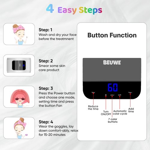 Red-Light-Therapy-for-Face，Led Face Mask Light Therapy Red & Blue Rejuvenation Tool SPA Equipment Led Neck Body Hand Mask for Skincare at Home