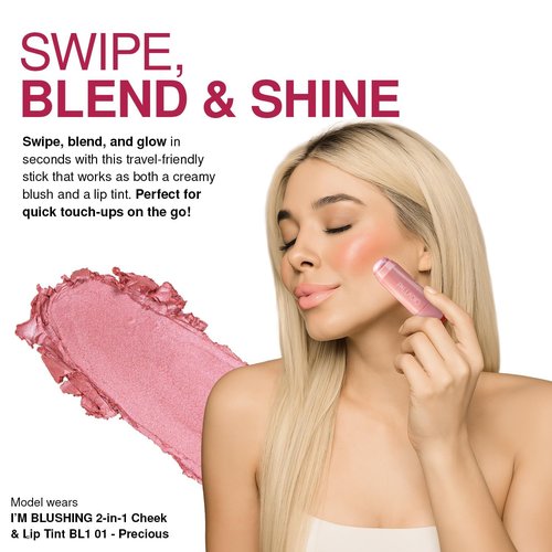 Palladio I'm Blushing 2-in-1 Cheek and Lip Tint - Buildable Cream Blush & Hydrating Multi Stick, Darling