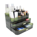 Makeup Organizer with 2 Drawers, Cosmetics Organizer for Bedroom and Bathroom Vanity Countertops, Large Capacity Cosmetic Storage Box for Skincare Cream Perfume Lipstick Dresser Counter-Green