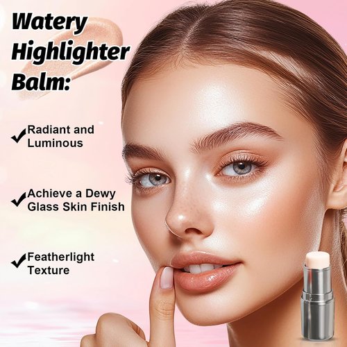 Skiennix Highlighter Stick Balm - Radiant Shimmer Glow for Face & Body | Jumbo Size (K1 Clear Water)