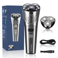 Electric Razor for Men with an Extra Head,Waterproof Electric Shaver, Rechargeable Cordless Shavers,USB-C Fast Charging,LED Display,Wet/Dry