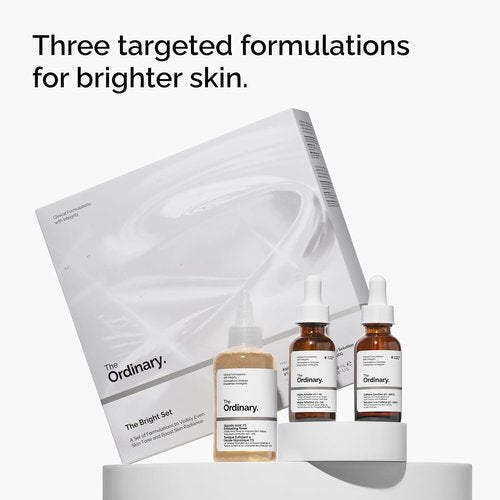The Ordinary Bright Set - 3-Step Regimen for Radiant Skin Tone with Glycolic Acid, Alpha Arbutin & Caffeine Solution | Skin Care Essentials