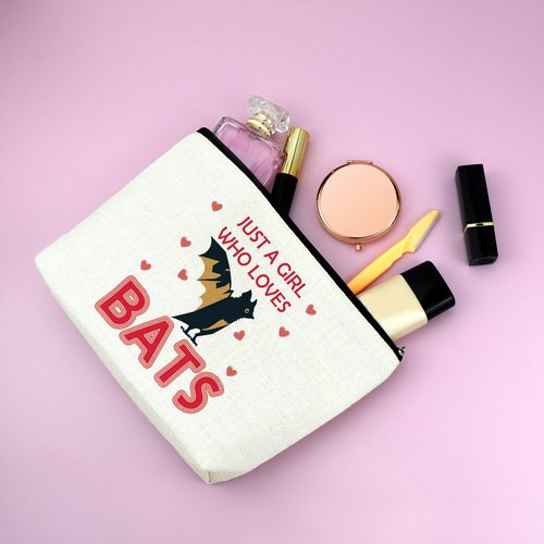 Mxrymvu Funny Bat Gifts Bat Themed Gifts for Women Makeup Bag Cosmetic Bag Halloween Christmas Birthdays Present for Animal Lover Friend Travel Pouch