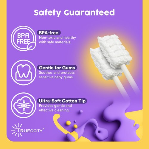 Trueocity Baby Tongue Cleaner Newborn – Soft Oral Cleaner for Infants, Gum & Mouth Cleaning for 0-3 Month Babies, Easy to Use and Safe for Daily Hygiene – Best Value Pack of 55 Units
