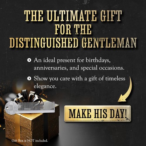 Defender Mustache Balm 2oz and Platinum Comb Set | Mens Grooming Set for Mustaches